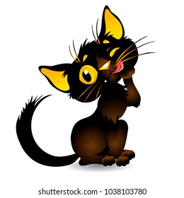 Black Cat Washes Vector Illustration On Stock Vector (Royalty Free ...