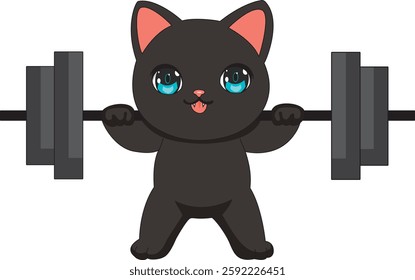 Black Cat Weight Lifting Exercise Fitness Mascot