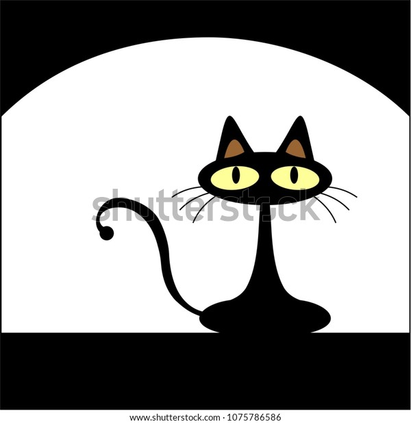 Black Cat Window Stock Vector (Royalty Free) 1075786586 | Shutterstock