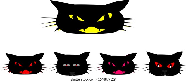 Black cat, witch cat, halloween icon for additional ad text and message board decoration party