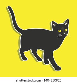Black Cat Witch Vector Design Illustration - Vector