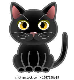 Cute Cartoon Black Cat Big Green Stock Vector (Royalty Free) 1771762148 ...