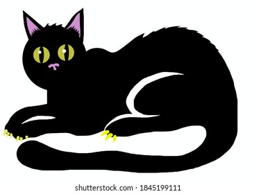 black cat with yellow eyes