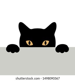 Illustration Cute Black Cat Peeking Out Stock Vector (Royalty Free ...