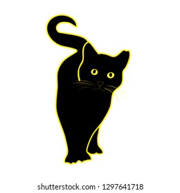 Black cat with yellow eyes cat silhouette