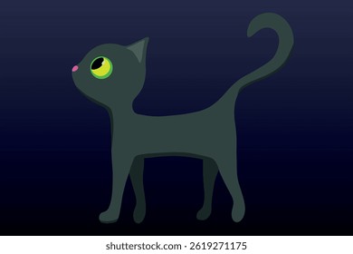 Black cat with yellow-green eyes