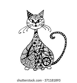 Black cat, zentangle style for your design