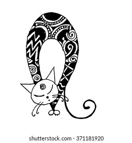 Black cat, zentangle style for your design