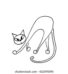 Black cat, zentangle style for your design. Vector illustration