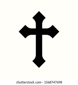 black catholic cross on white