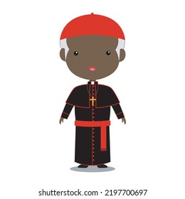 Vector de dibujos animados del sacerdote católico negro