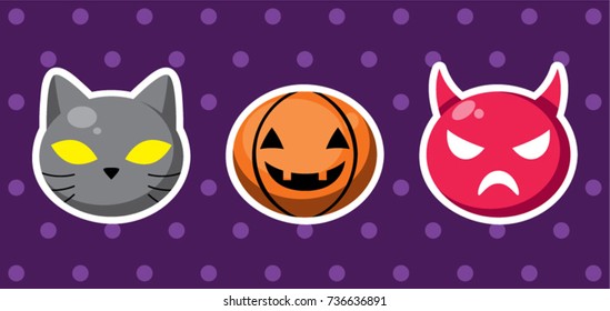 Black cat,Pumpkin,Devil.