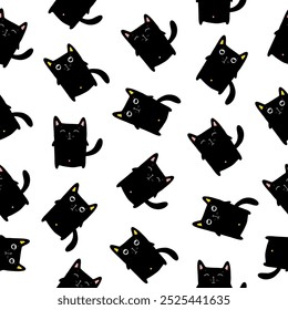 Patrón de gato negro, Vector plano 