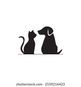 black cats and dogs on a white background