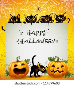 Black Cats Halloween background. Halloween background. The text is on a separate layer.