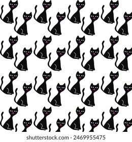 BLACK CATS HALLOWEEN PATTERN TEXTURE WALLART VECTOR