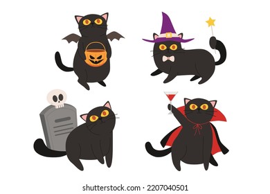 Black Cats Halloween Theme Vector Stock Vector (Royalty Free ...