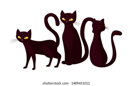 black cats happy halloween celebration design