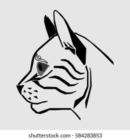 black cat's head, silhouette on a white background, vector image