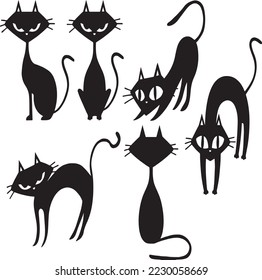 the black cats illustration set  Vector