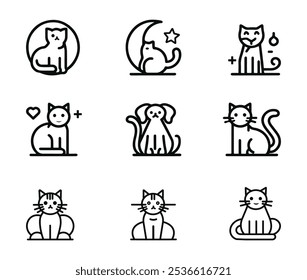 Conjunto de iconos de línea Black Cats 