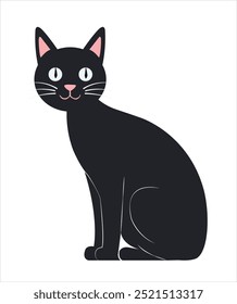 Black cats looking out the camera. Funny peeking pets. Playful kitten. Vector illustration on white background.