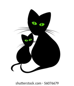 Black cats: cat's mom and kitten