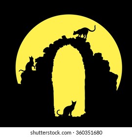 Black cats with the moon.