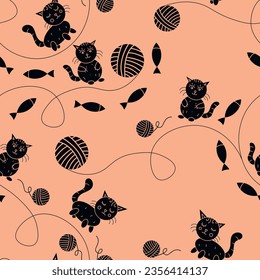 Black cats pattern. Can be printed on any material: package, merch, fabric, home. space pattern.
