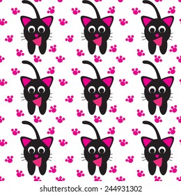 black cats pattern. Vector illustration 
