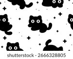 Black cats seamless pattern. Seamless pattern with black cats