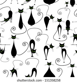 Black cats, seamless pattern for your design