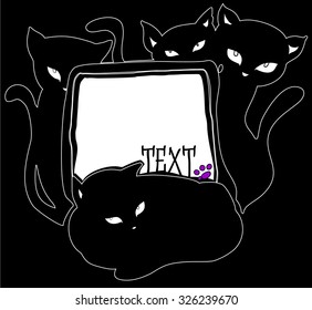black cats with a sign