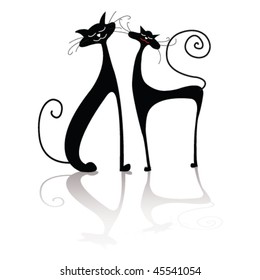 silueta de gatos negros