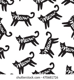 black cats silhouette humor  word pattern