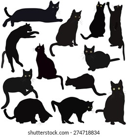 Black cats silhouettes