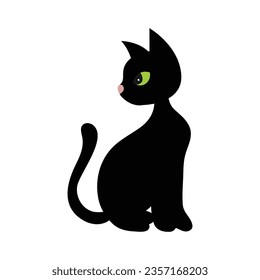 Black cats silhouettes set for halloween and other. Cat shapes isolated on white background. Stock vector