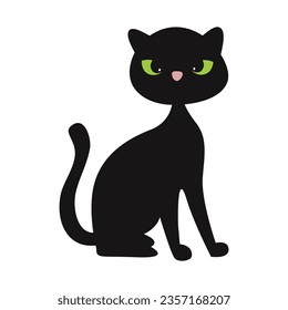 Black cats silhouettes set for halloween and other. Cat shapes isolated on white background. Stock vector