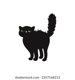 Black cats silhouettes set for halloween and other. Cat shapes isolated on white background. Stock vector