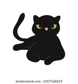 Black cats silhouettes set for halloween and other. Cat shapes isolated on white background. Stock vector
