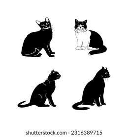 black cats silhouettes vector template