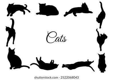 Black cats templates frame background.