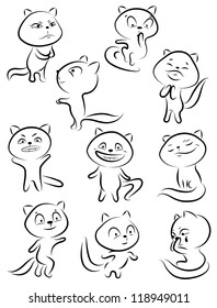 A lot of black cats in various poses,with various emotions