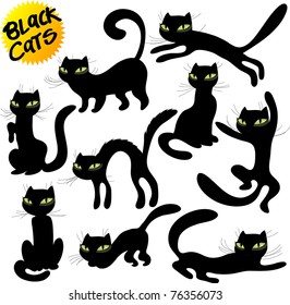 black cats vector