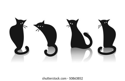 Black cats. Vector illustration.