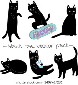 black cats vector set funny cartoon