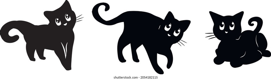 Black Cats Vector Silhouette Graphics Eps Stock Vector (Royalty Free ...