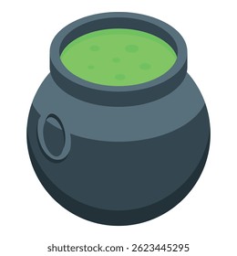 Black cauldron bubbling with green potion, perfect for halloween party decoration