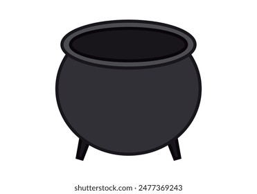 Black cauldron or pot on white background