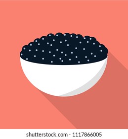 Black caviar icon. Flat illustration of black caviar vector icon for web design